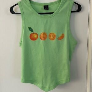 Open back orange shirt